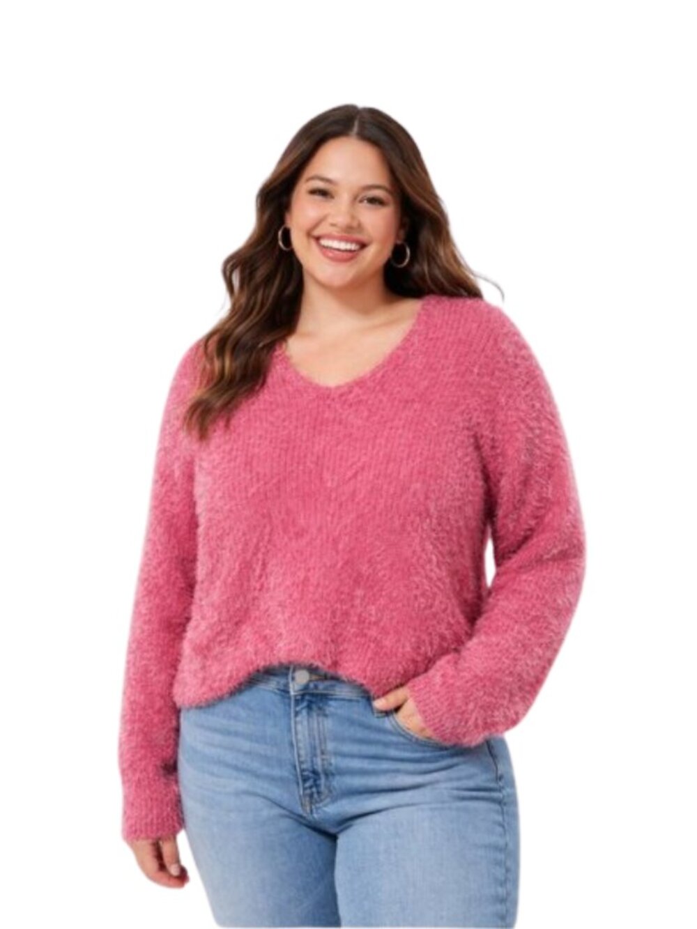 NWOT Freshman 1996 Bubblegum Pink Fuzzy Sweater Size L Soft Cozy Knit